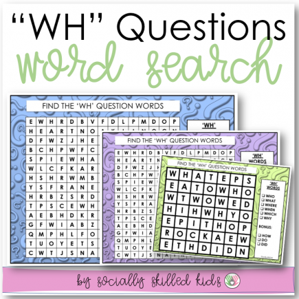 'Wh' Questions Word Search | Freebie